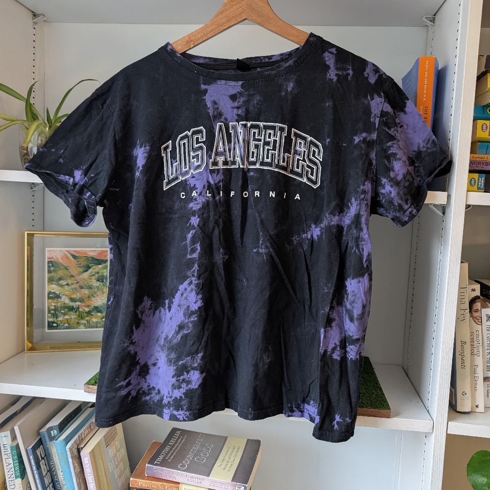 Romewe Los Angeles California Women's Cropped Tee Tie Dye Size Large Summer